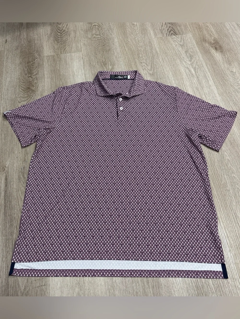 RLX Ralph Lauren Polo Shirt Mens XL Purple Golf Tee Print Performance Kclub logo